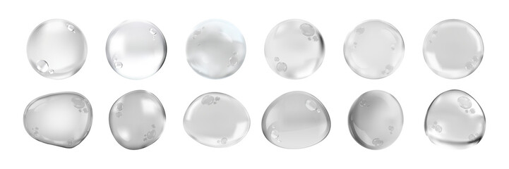 PNG Glossy liquid droplets collection on transparent background
