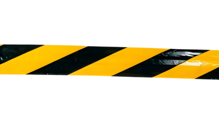 Horizontal black and yellow caution tape isolated on transparent background