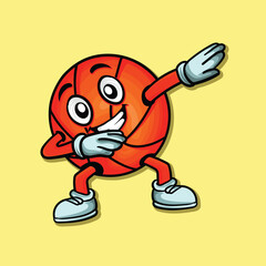 Basketball funny Dabbing dance character illustration design.