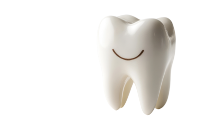 A cheerful cartoon tooth with a smile, representing dental health and hygiene, ideal for dental clinics and educational materials.