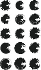Black brush strock set and white background 