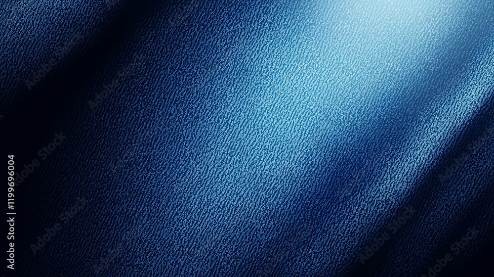 Poster abstract blue denim texture background with spotlight and shadow, featuring a dark gradient effect. 