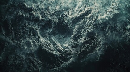 Dark, swirling ocean waves creating a vortex effect.
