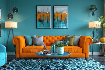A Stylish Living Room Interior Featuring Modern Design Elements