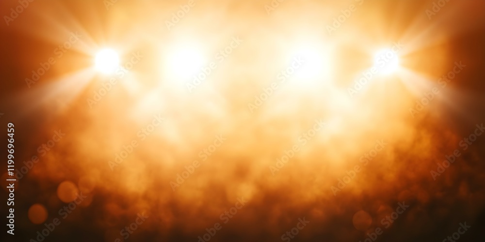 Poster a blurred background of bright lights creating an atmospheric and hazy effect, resembling a stage or