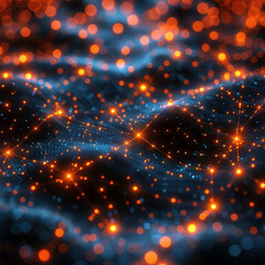 Fototapeta premium An abstract image depicting neural activity, featuring dynamic light patterns resembling waves of energy flow in neurons The image is digitally created or enhanced and may symboli - AI-Generated