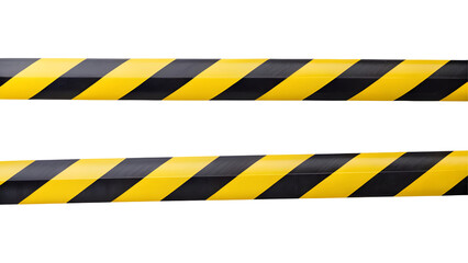 Horizontal black and yellow caution tape isolated on transparent background