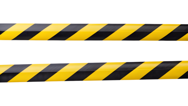 Horizontal black and yellow caution tape isolated on transparent background