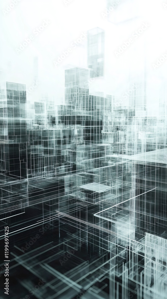 Leinwandbilder complex network of lines creating an abstract cityscape, representing futuristic metropolis and adva