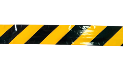 Horizontal black and yellow caution tape isolated on transparent background