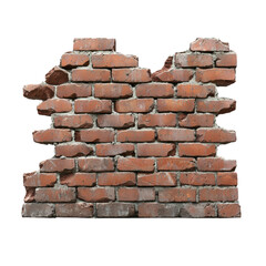 Obraz premium Cracked Brick Wall with Openings and Texture Details Isolated on transparent background