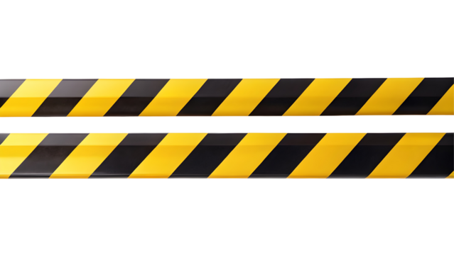 Horizontal black and yellow caution tape isolated on transparent background