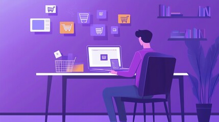 person working on laptop illustration