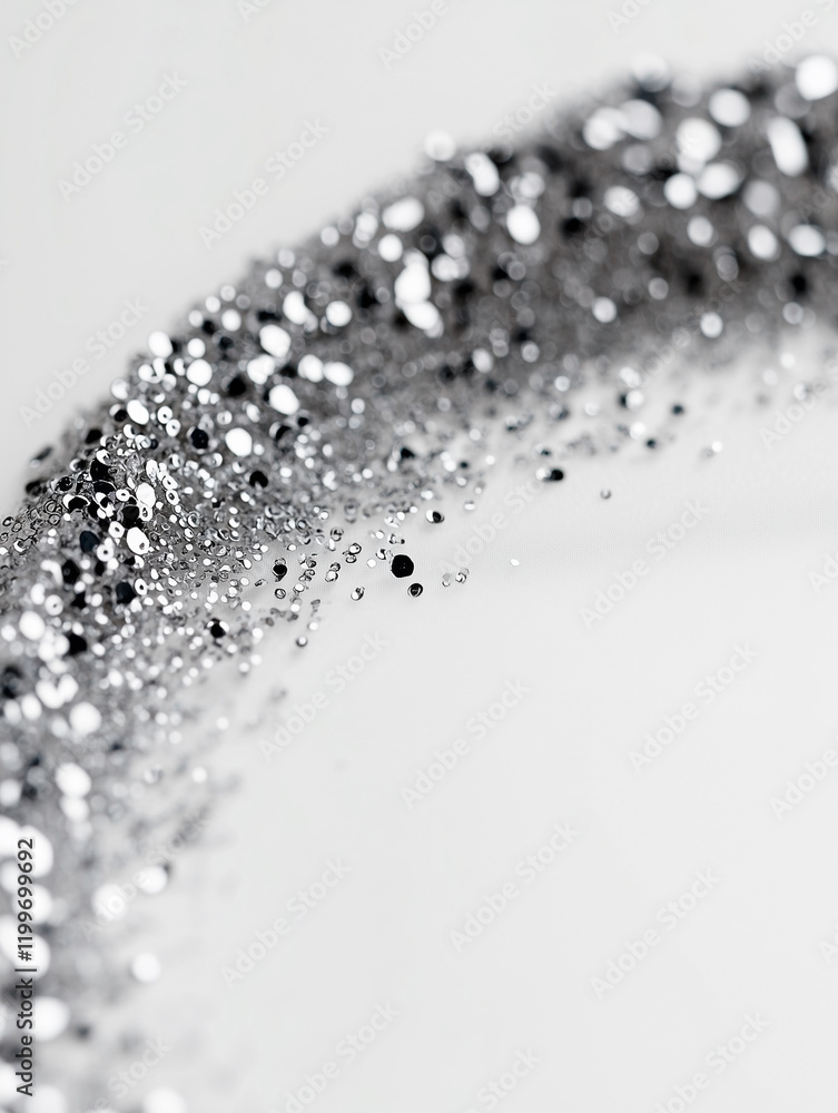 Poster Abstract arrangement of silver sequins creating a shimmering effect on a flat surface