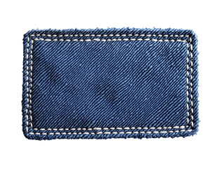 Rectangular fabric label featuring a stitched on transparent backgrounds, fabric on white backgrounds