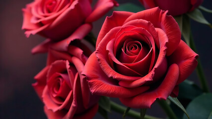 Obraz premium Red rose buds close-up