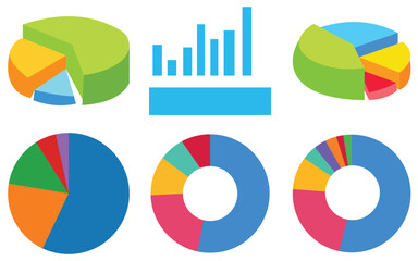 Obraz premium Set of Pie chart color wheel of business report infographic. Colorful Circle section graph and segment. 2,3,4,5,6,7,8,9,10,11,12 slice steps process cycle. Progress sector round diagram part symbol.