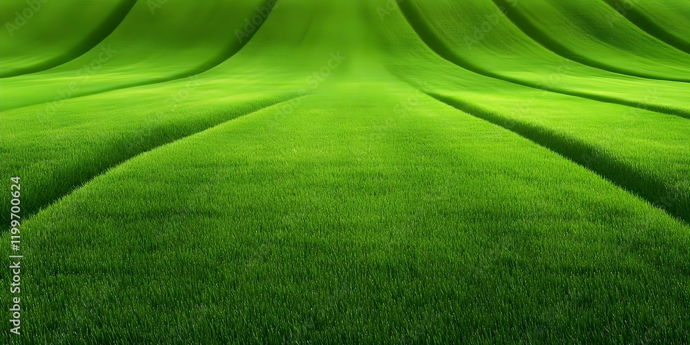 Aufkleber a lush green field with wavy patterns and neatly trimmed grass, creating a serene and calming landsc