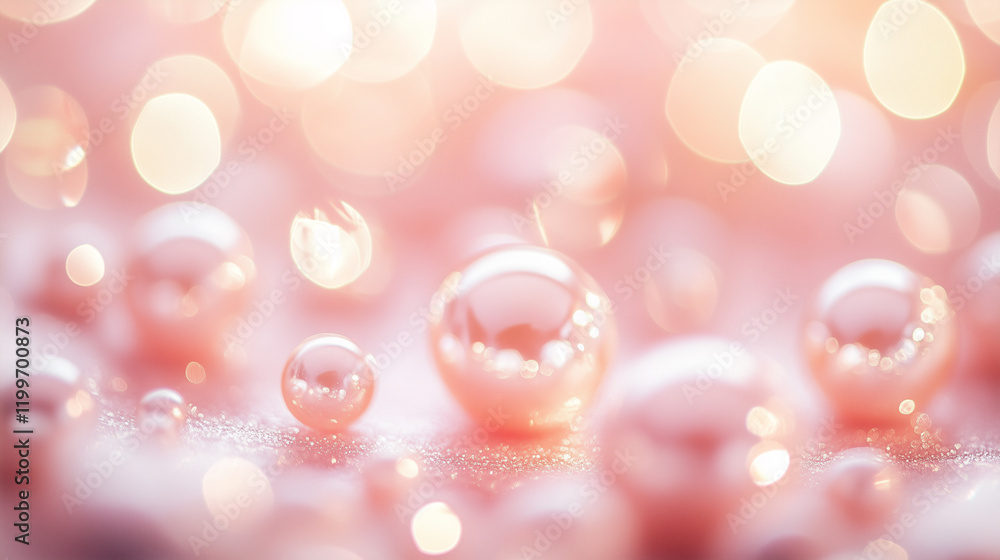 Aufkleber glowing pearl-like surfaces display enchanting reflections under soft light in a serene setting