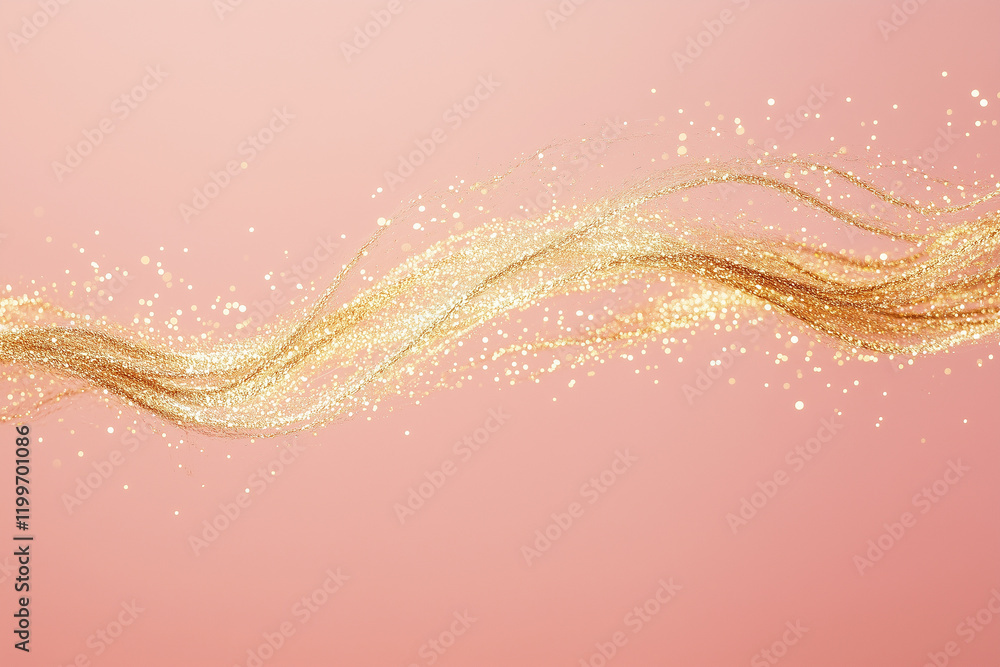 Poster golden sparkle trails gracefully winding across a soft blush background create a mesmerizing visual 