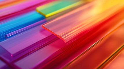 Holographic foil layers arranged in vibrant colors showcasing unique textures and reflections at close range