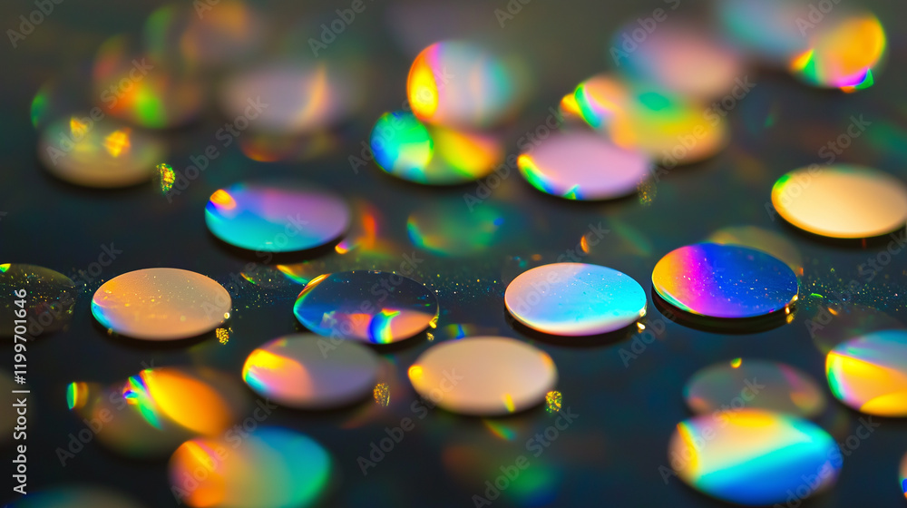 Poster holographic sparkles create a vibrant display over a shiny surface in a captivating arrangement