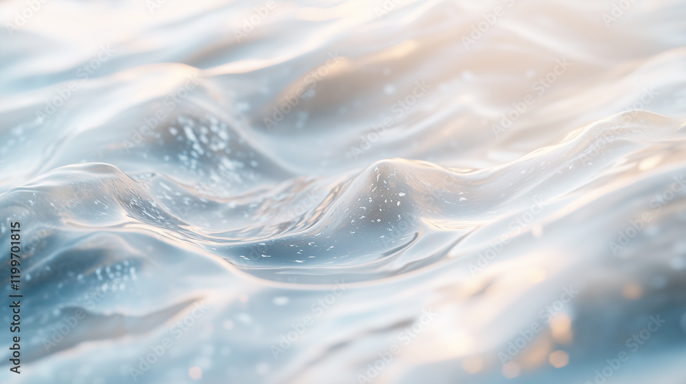 Poster holographic waves creating mesmerizing patterns in a tranquil aquatic environment during daylight