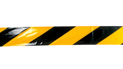 Horizontal black and yellow caution tape isolated on transparent background