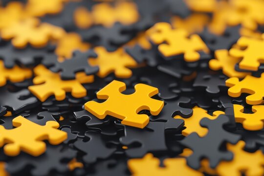 Puzzle pieces in black and yellow colors.