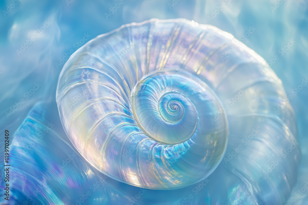 Poster colorful iridescent swirls create a mesmerizing pattern on a light blue background with oceanic insp
