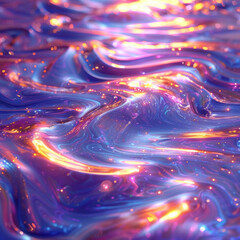 Image depicts a vibrant, fluid dynamic scene with swirling patterns reminiscent of water movement The fluid flows across a surface, exhibiting colors like blue, purple, and orange - AI-Generated