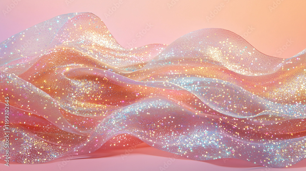 Poster shimmering layers of sequins create a soft and enchanting texture in pastel hues