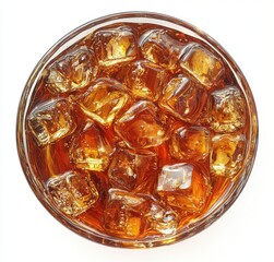 Refreshing Beverage with Ice Cubes in a Glass Offering a Tempting and Inviting Visual for Summer Drinks and Cocktails on a Bright White Background