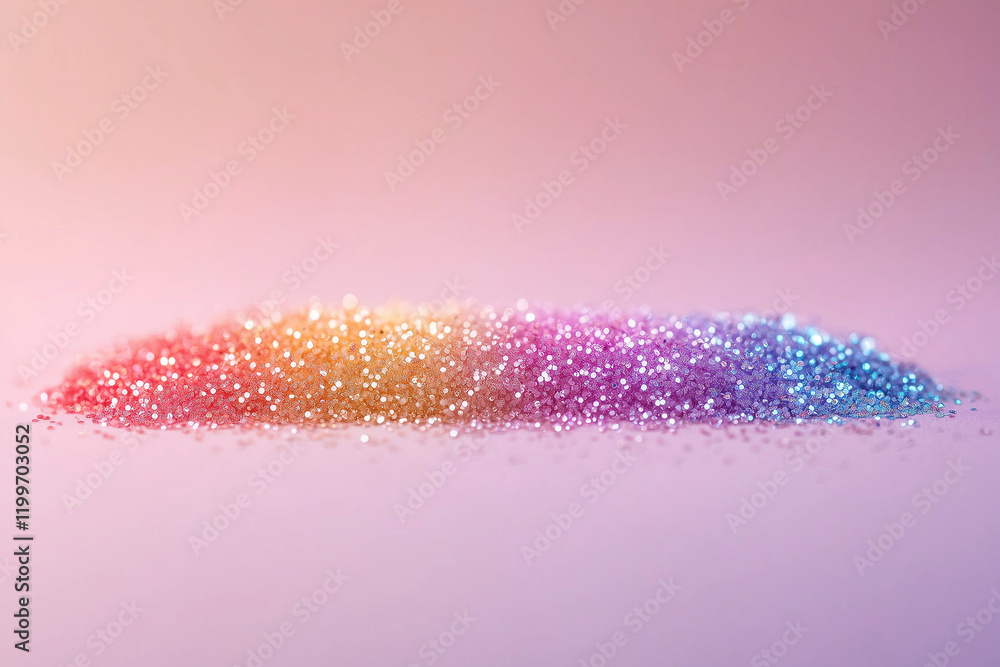 Poster multicolored glitter creates a stunning gradient effect on a soft pastel background during a creativ