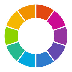 Basic circle infographic with 10 steps, process or options.