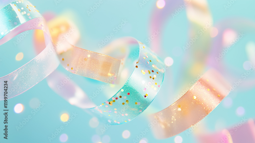 Poster colorful rainbow sparkles float gently in a light and airy environment, creating a dreamy and festiv