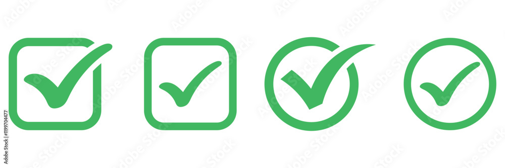 Poster green check mark icon vector design. green tick mark icon for web design. tick symbol in green color