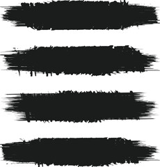 Black brush strock set and white background 