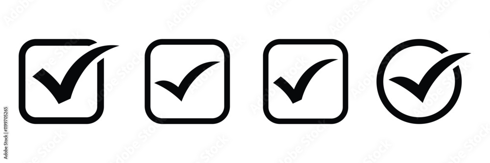 Poster set of checkmark tick icon. check mark icon button set. tick symbol. ideal for approval symbols, con