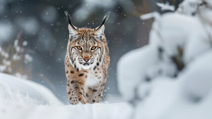 Fototapeta premium Lynx stalking at camera