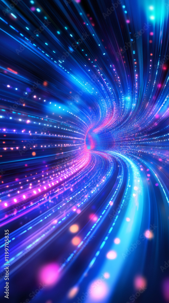 Aufkleber Fiber optic cables twisting and swirling into a vortex, creating a futuristic cyberspace tunnel effect
