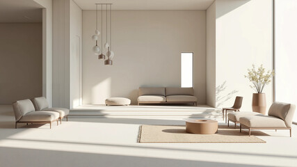 Timeless Serenity : Minimalist Interiors with Neutral Shades Featuring Clean Lines, Beige and White Accents, and a Calm Aesthetic for a Balanced Modern Living Space