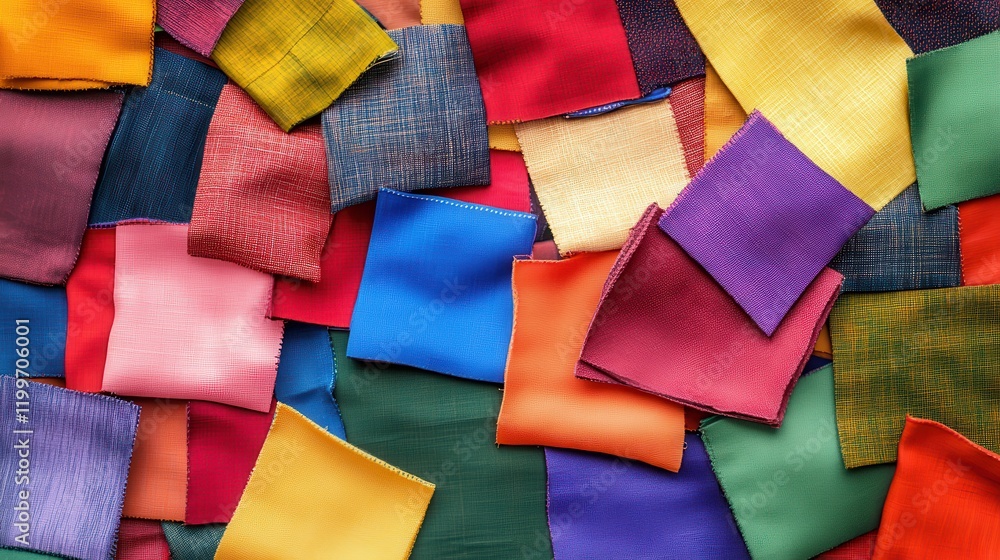 Aufkleber a pile of colorful fabric squares with a variety of colors and patterns