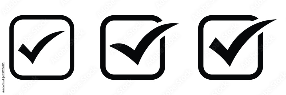 Poster set of checkmark tick icon. check mark icon button set. tick symbol. ideal for approval symbols, con