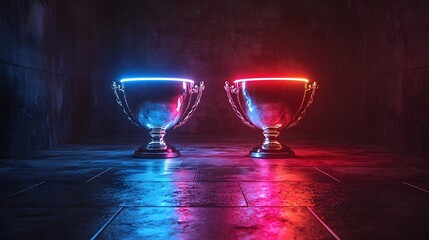 Businesses Competing for a Glowing Market Trophy on a Luminous Path