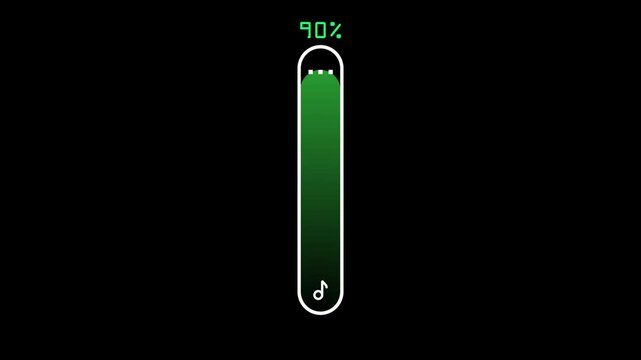 Modern Volume Slider Animation isolated on black background with 4k resolution