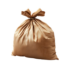 Obraz premium Simple Brown Fabric Bag with Tied Bow Isolated on transparent background