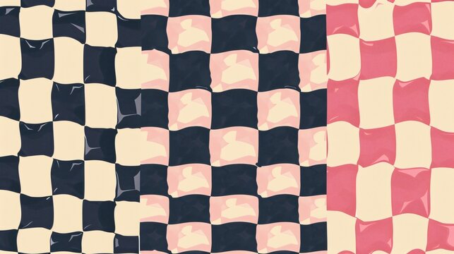 Vibrant Psychedelic Checkerboard Patterns in Abstract Grid Design