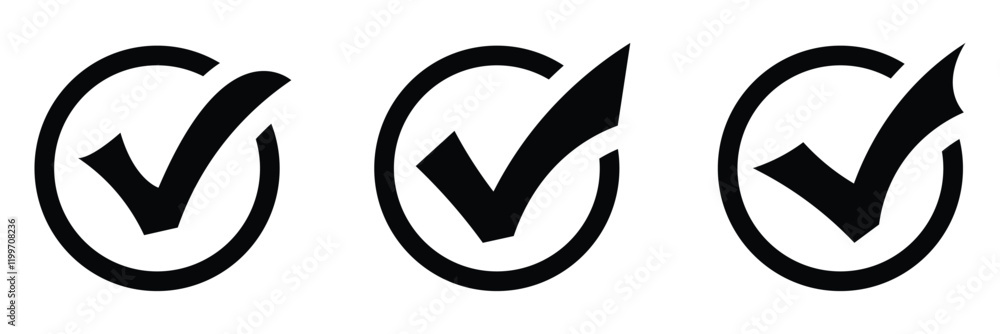 Poster set of checkmark tick icon. check mark icon button set. tick symbol. ideal for approval symbols, con