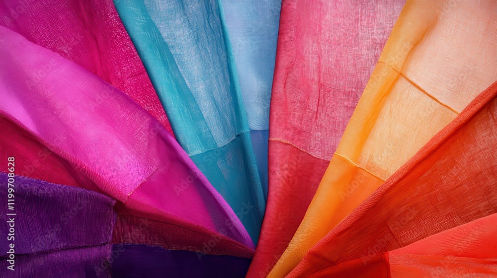 Poster a colorful array of fabrics with a rainbow pattern